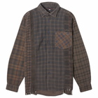 Needles Men's 7 Cuts Over Dyed Flannel Shirt in Brown