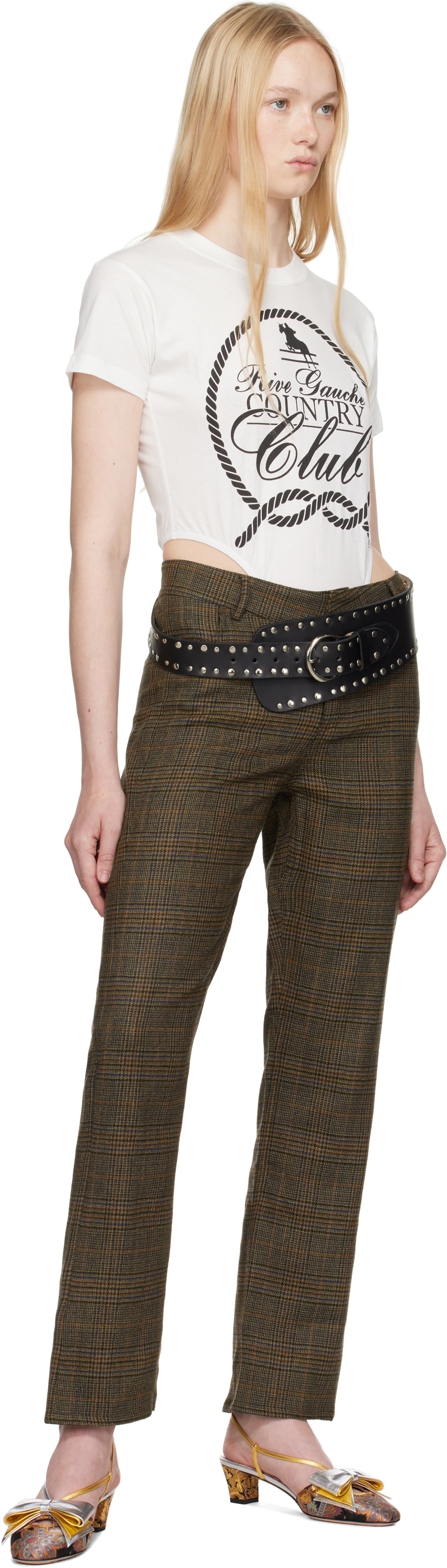 LAURA ANDRASCHKO Brown 'So 2010' Tweed Skinny Trousers