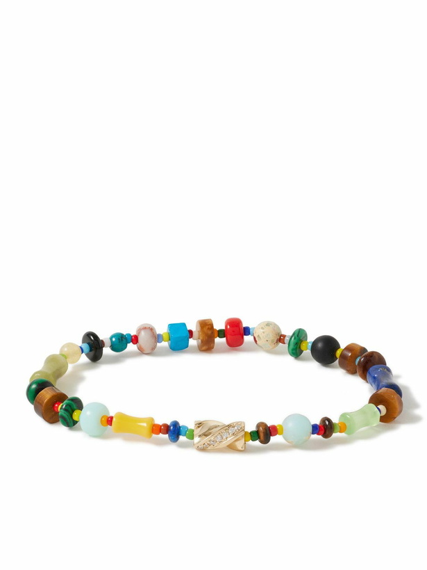Photo: Luis Morais - 14-Karat Gold, Agate and Diamond Beaded Bracelet