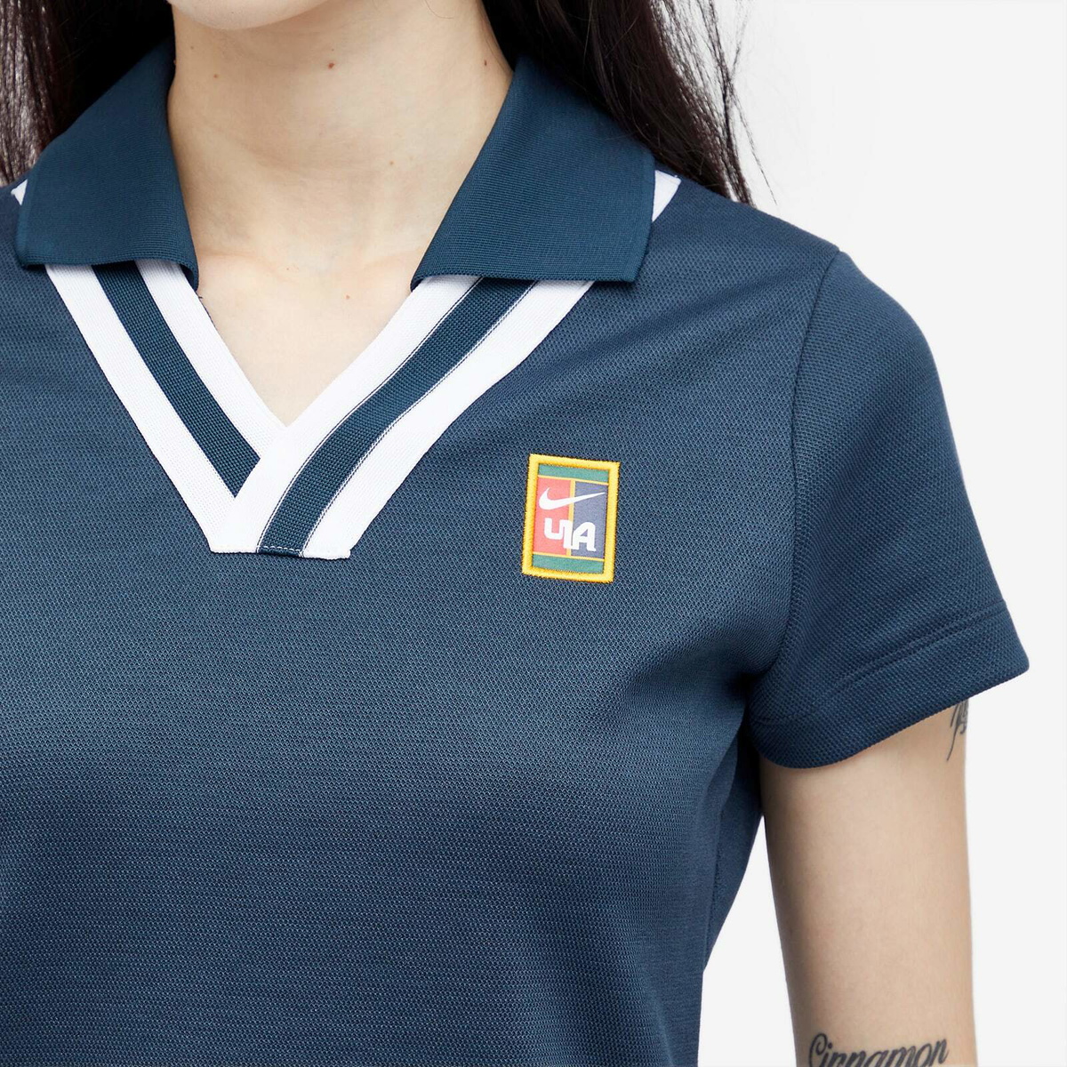 Nike Women's NSW Yoon Polo Top in Armory Navy/White
