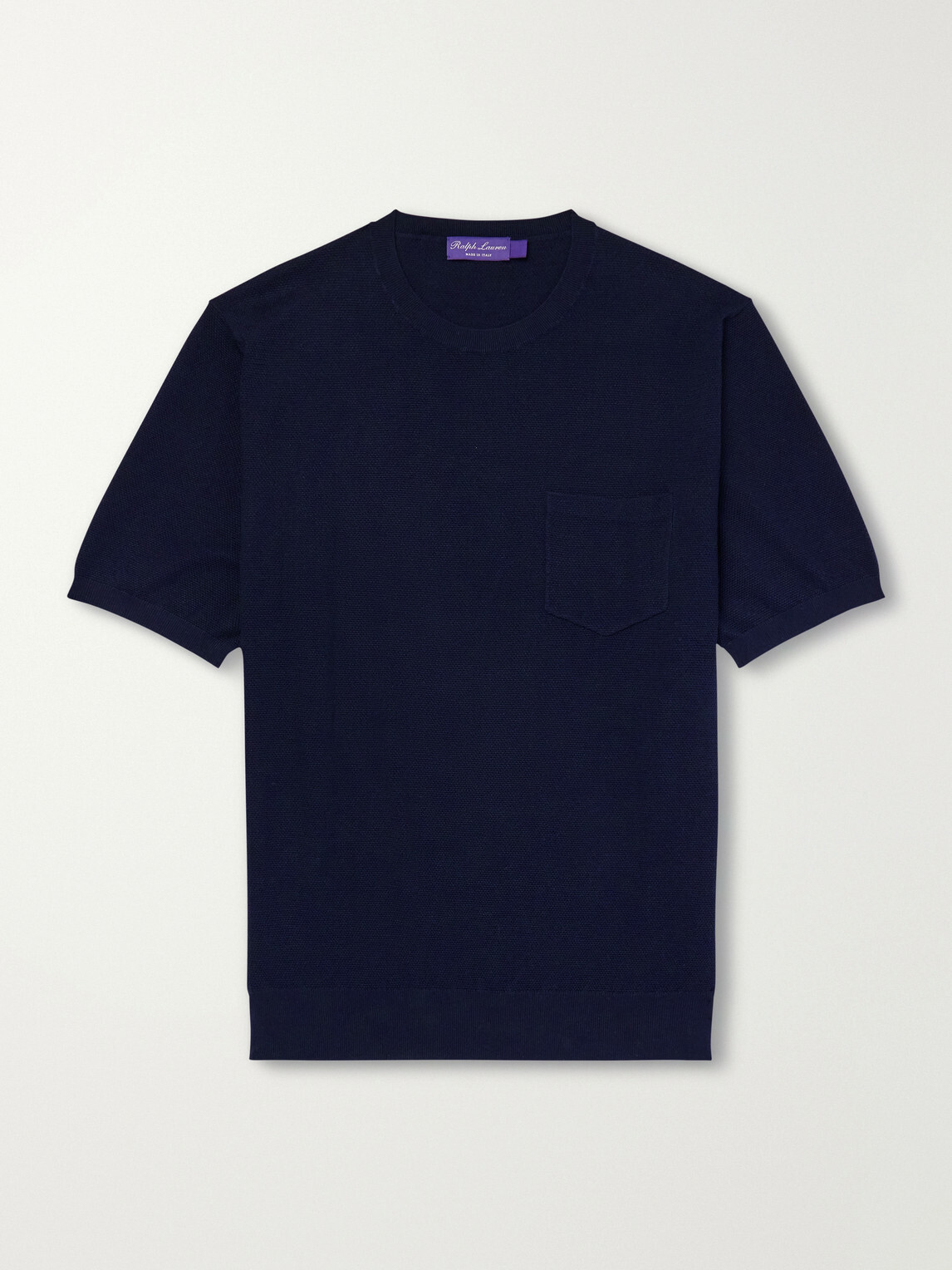 Ralph Lauren Purple label - Textured Silk-Blend T-Shirt - Blue