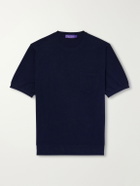 Ralph Lauren Purple label - Textured Silk-Blend T-Shirt - Blue