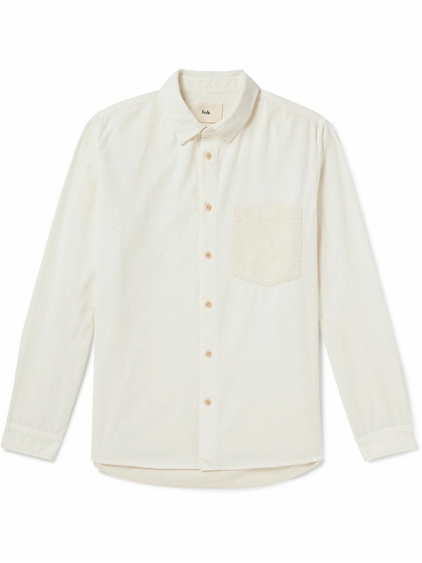 Photo: Folk - Two-Tone Cotton-Corduroy Shirt - White