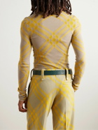 Burberry - Checked Ribbed Wool-Blend Rollneck Sweater - Yellow