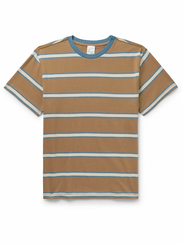 Photo: Nudie Jeans - Leffe Striped Slub Cotton-Jersey T-Shirt - Brown