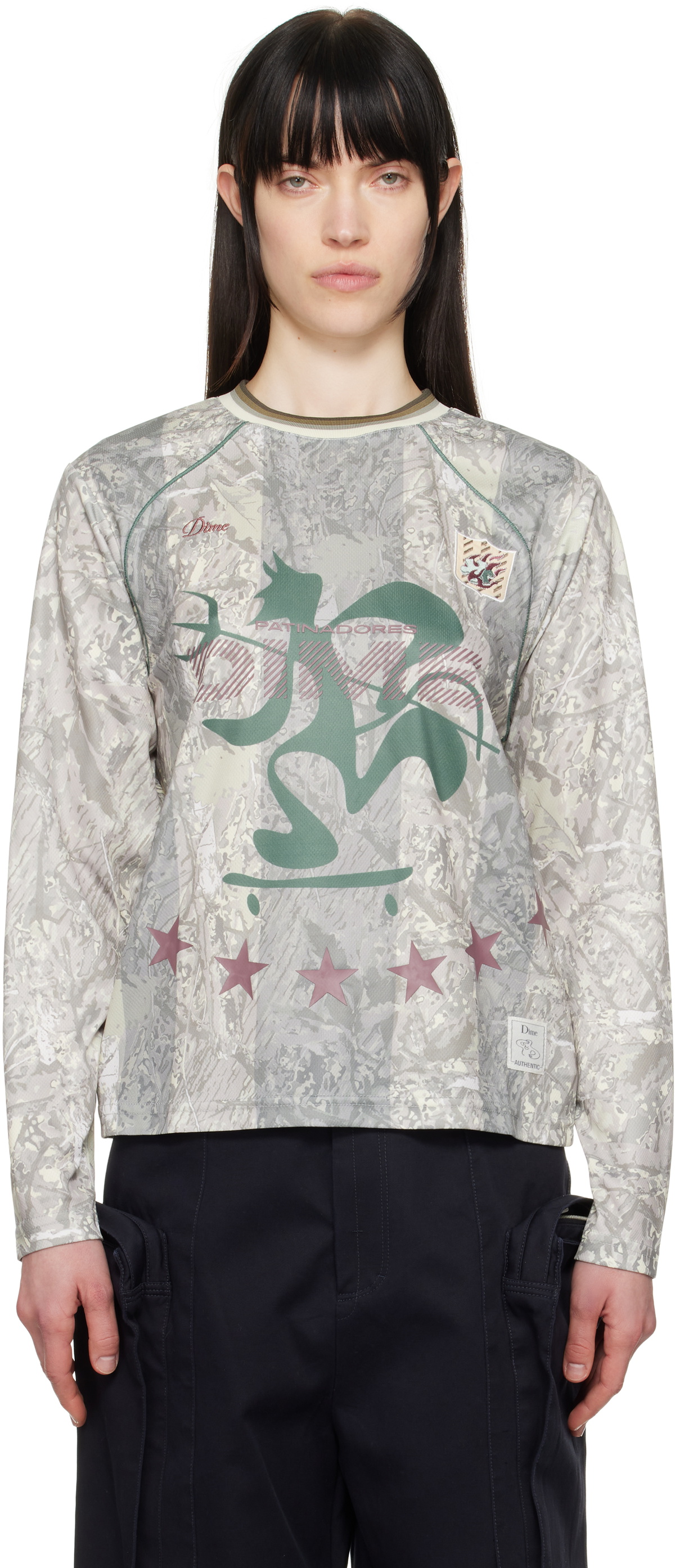 Dime White Space Flame Long Sleeve T-Shirt Dime