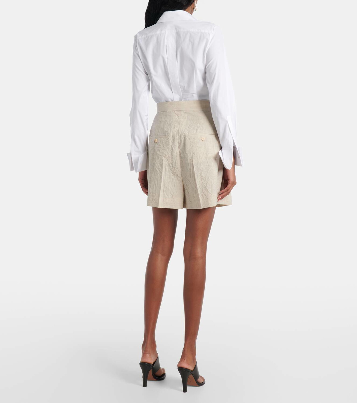 Max Mara Angora cotton-blend poplin bodysuit