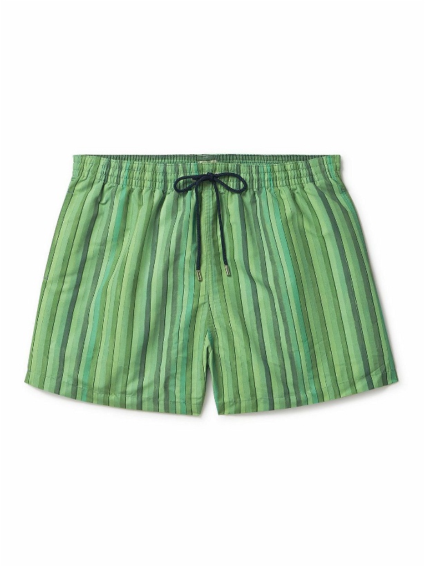Photo: Paul Smith - Straight-Leg Mid-Length Striped Recycled Swim Shorts - Green