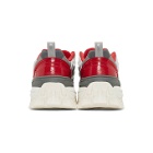 Juun.J Silver and Red Treaded Low-Top Sneakers