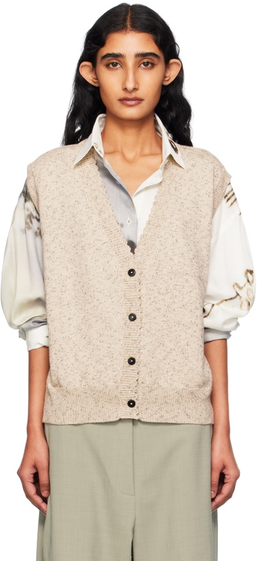 Photo: Cordera Beige Flecked Cotton Waistcoat Cardigan