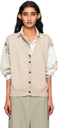 Cordera Beige Flecked Cotton Waistcoat Cardigan