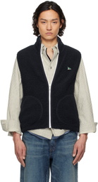 Drake's Navy Boucle Wool Zip Fleece Vest