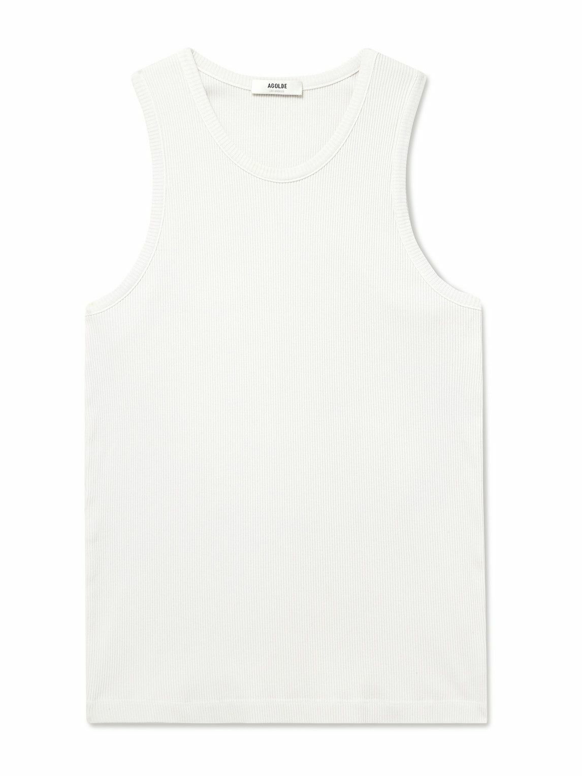 AGOLDE - Viggo Ribbed Stretch Organic Cotton and TENCEL™ Lyocell-Blend Tank Top - Neutrals
