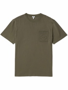 Loewe - Anagram Debossed Cotton-Jersey T-Shirt - Green