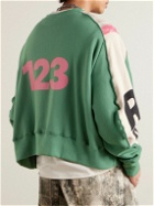 RRR123 - Agape Cropped Printed Appliquéd Cotton-Jersey Sweatshirt - Green