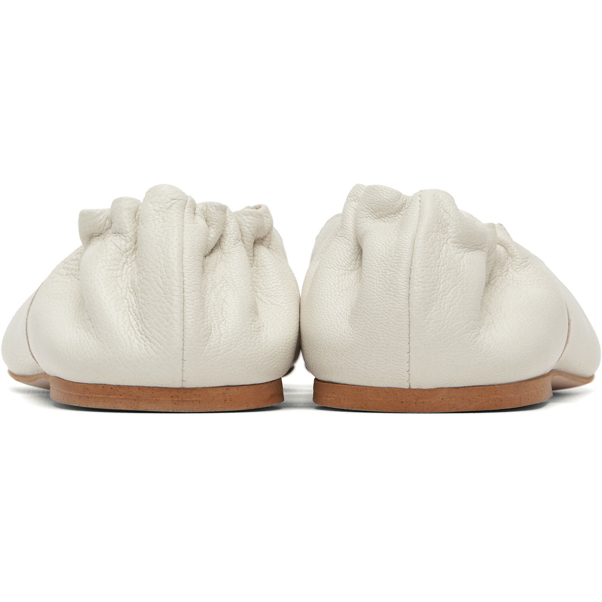 A.P.C. White Smooth Leather Ballerina Flats