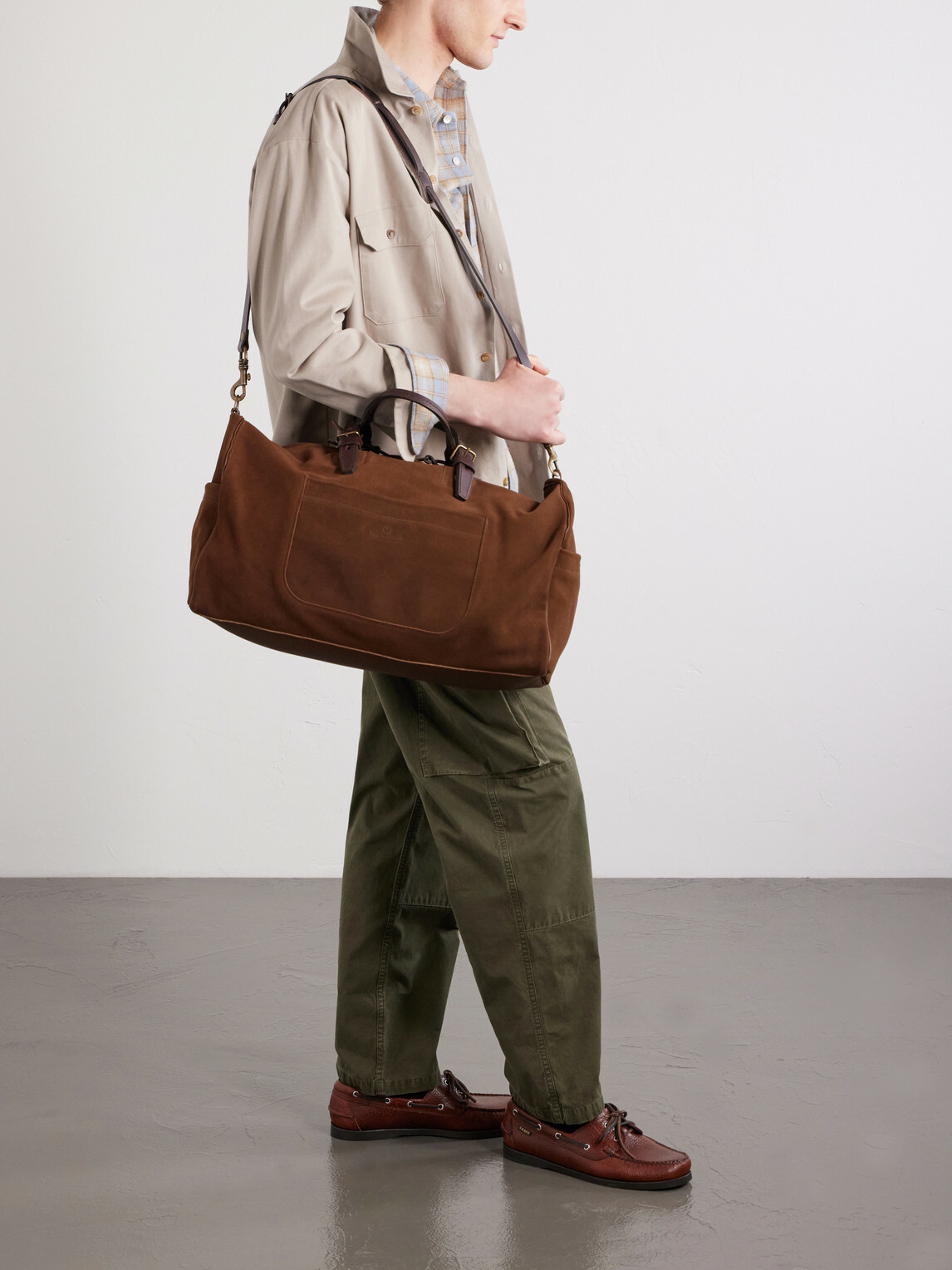 Bleu de Chauffe - Voyage Leather-Trimmed Suede Weekend Bag