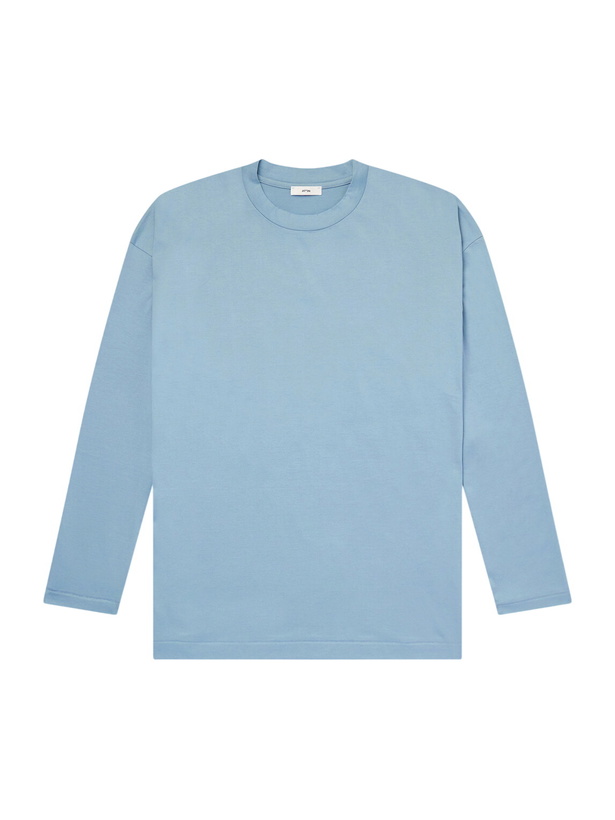 Photo: ATON - Suvin Cotton Long-Sleeved T-Shirt - Blue