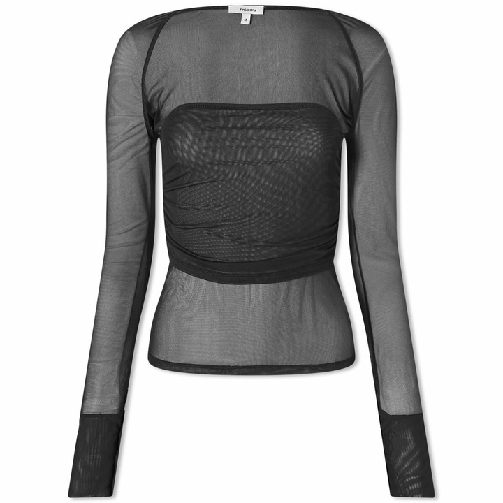 Photo: Miaou Women's Iris Long Sleeve Mesh Top in Black