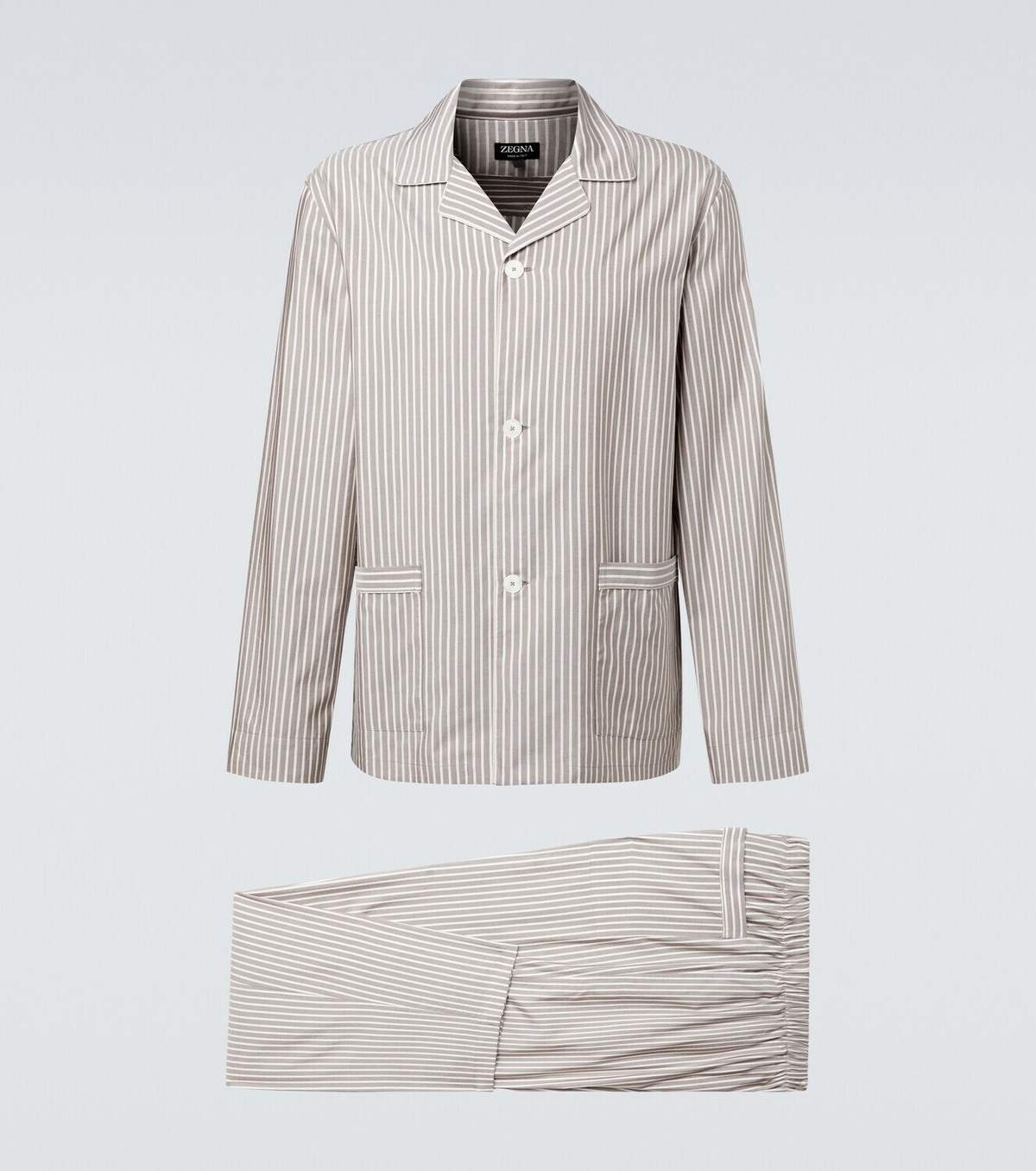 Zegna Striped silk, cotton, and cashmere pajamas