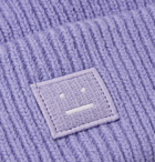 Acne Studios - Kansy Logo-Appliquéd Ribbed Wool-Blend Beanie - Purple