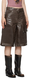 Andersson Bell Brown Sunbird Panel Faux-Leather Shorts