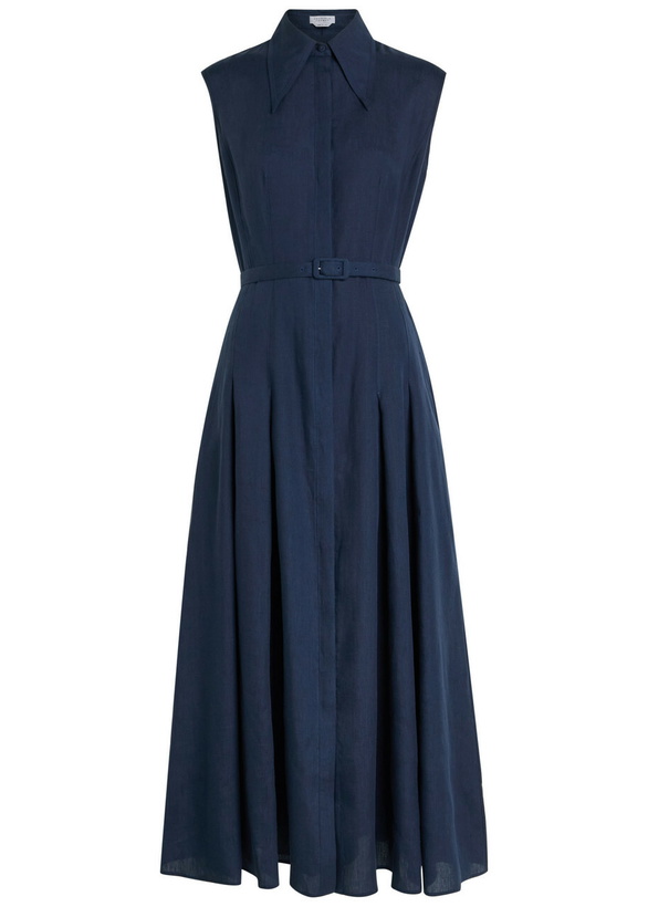 Photo: Gabriela Hearst Durand Belted Linen Shirt Dress Navy