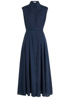 Gabriela Hearst Durand Belted Linen Shirt Dress Navy