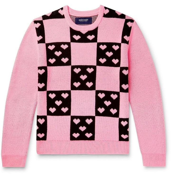Photo: Noon Goons - Lovers Checked Jacquard Sweater - Pink