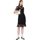 SHUSHU/TONG Black Beaded Lace Short-Sleeve Midi Dress
