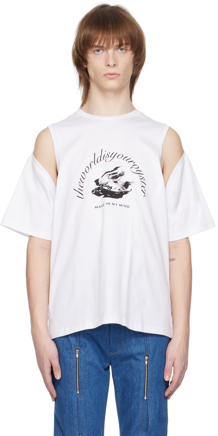 The World Is Your Oyster White Cutout T-Shirt