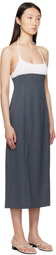 Paloma Wool Gray & White Jody Midi Dress