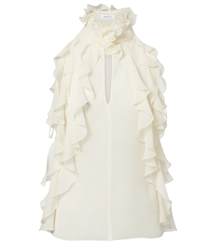 Photo: McQueen Ruffled cutout silk georgette top