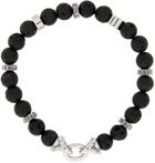 Salvatore Ferragamo Black Beaded Gancini Bracelet