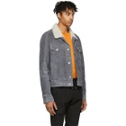Yves Salomon Blue Suede and Shearling Jacket