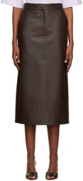CAMILLA AND MARC Brown Ramone Leather Midi Skirt