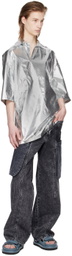 T/SEHNE Silver Asymmetric Slash Shirt