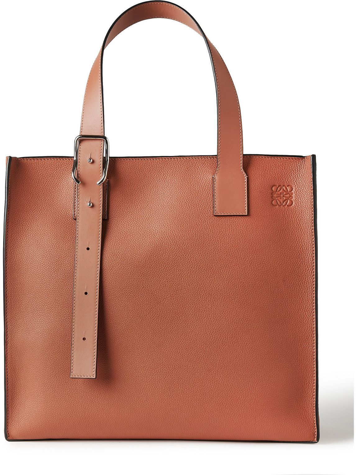 LOEWE Logo-Debossed Full-Grain Leather Tote Bag for Men