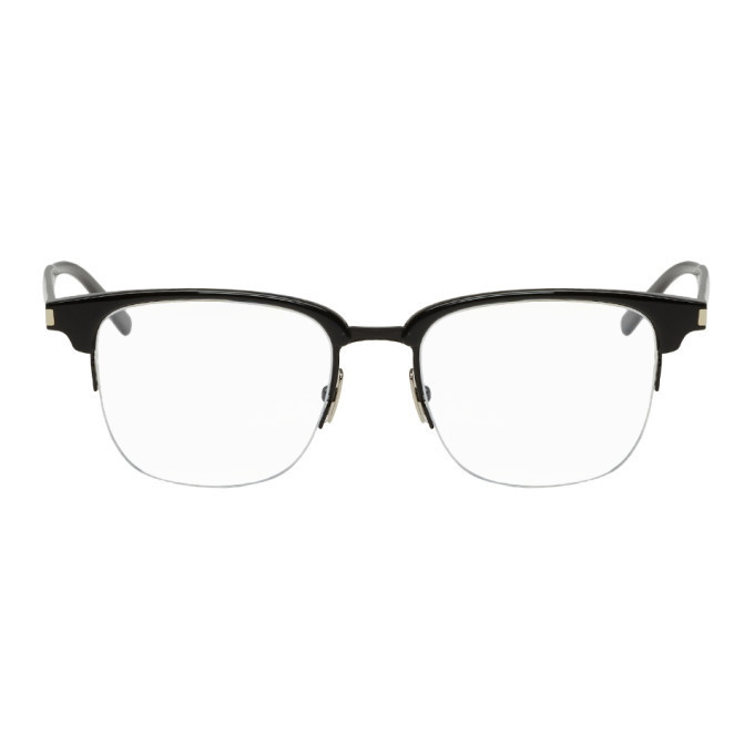 Photo: Saint Laurent Black Semi Rimless Glasses