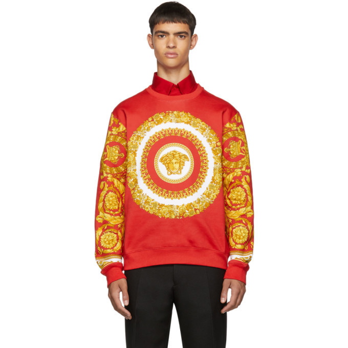 Photo: Versace Red and Yellow Barocco Print Sweatshirt