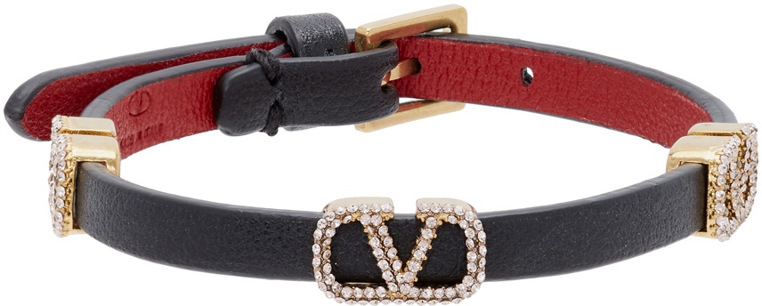 Vlogo Signature Calfskin Bracelet for Woman in Pure Red/black