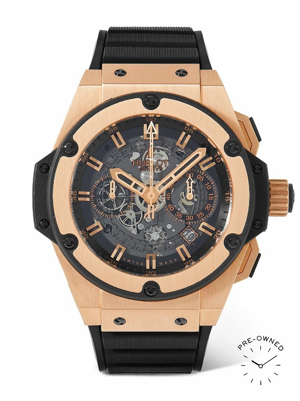 Photo: Hublot - Pre-Owned 2012 Big Bang King Power Automatic Chronograph Skeleton 48mm 18-Karat Rose Gold and Rubber Watch, Ref. No. 701.OX.0180.RX
