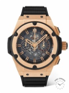 Hublot - Pre-Owned 2012 Big Bang King Power Automatic Chronograph Skeleton 48mm 18-Karat Rose Gold and Rubber Watch, Ref. No. 701.OX.0180.RX