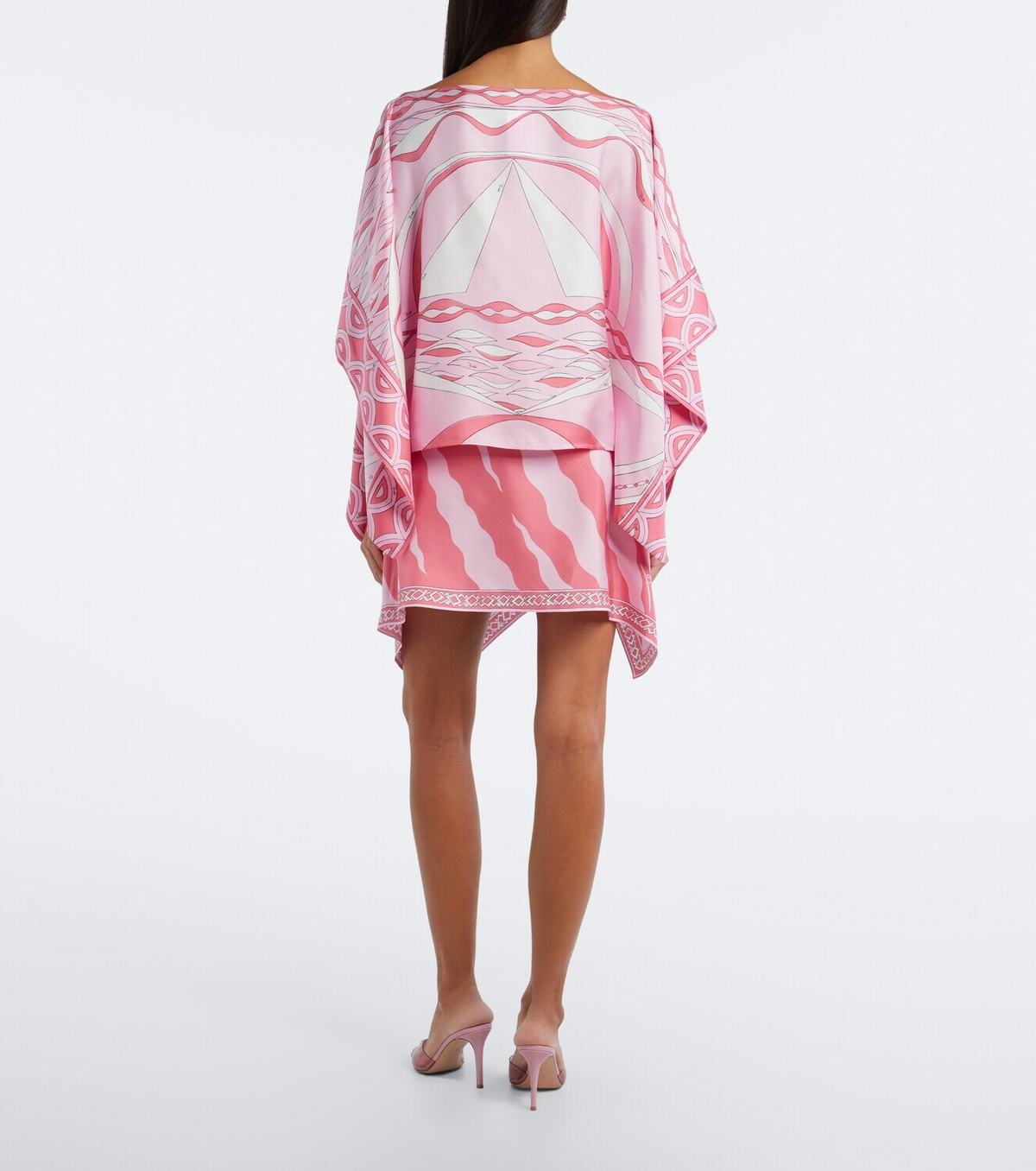 Pucci Fiamme asymmetric silk twill skirt