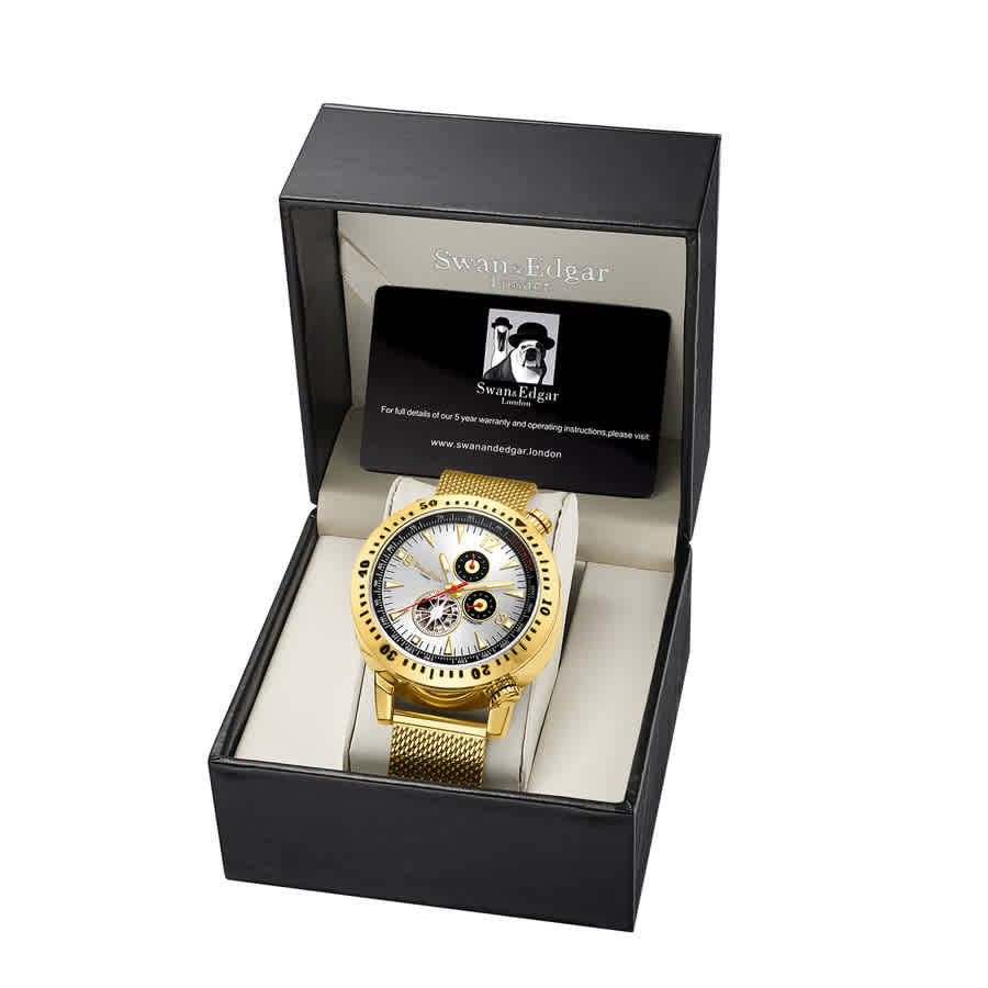 Swan & Edgar Vantage Timer Chronograph Automatic White Dial Mens Watch SE1652