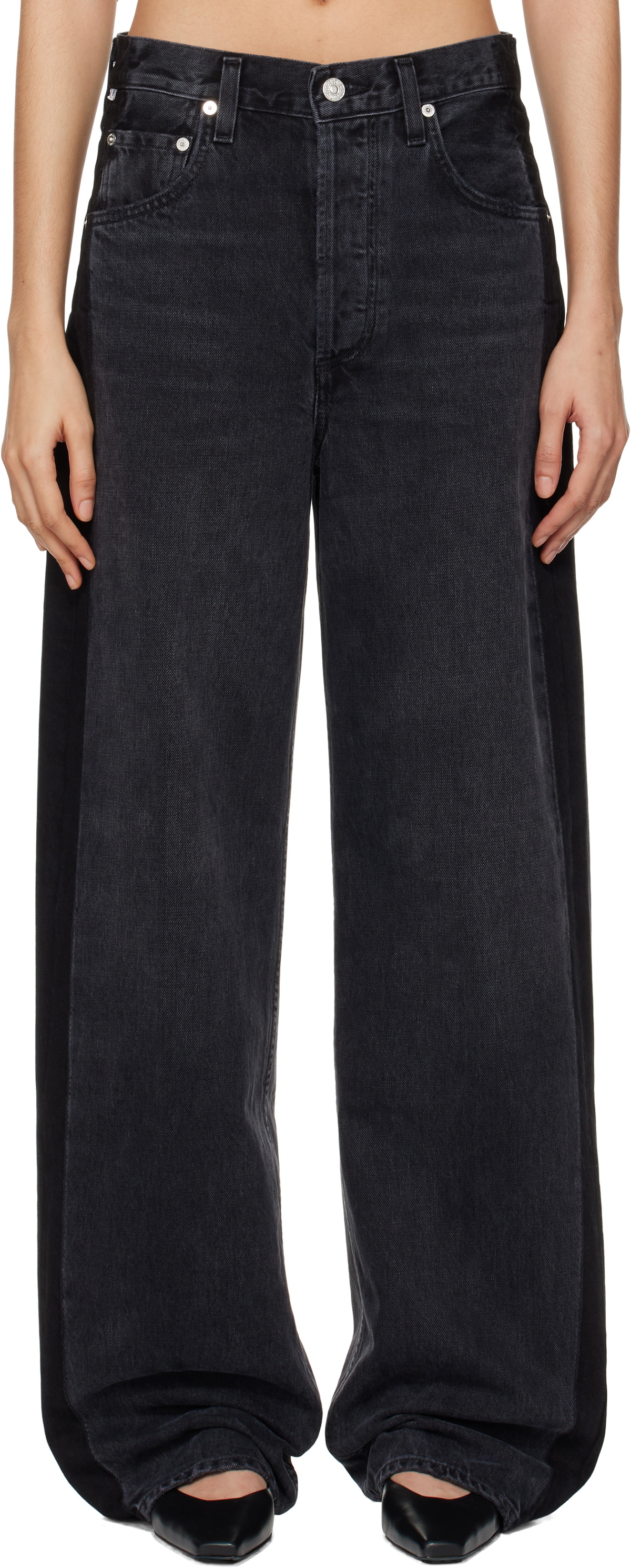 Citizens of Humanity Black Ayla Baggy Tuxedo Stripe Jeans