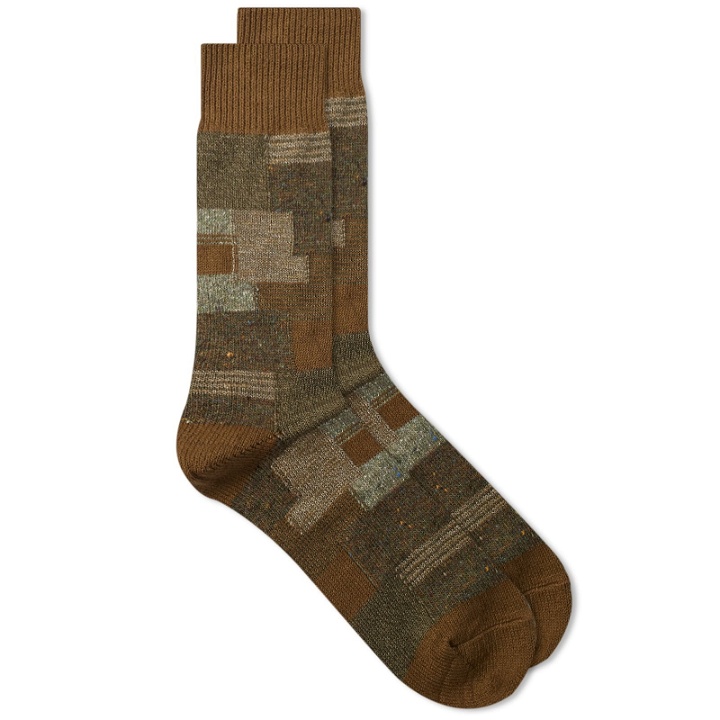 Photo: Anonymous Ism Patchwork Crew Sock in Olive