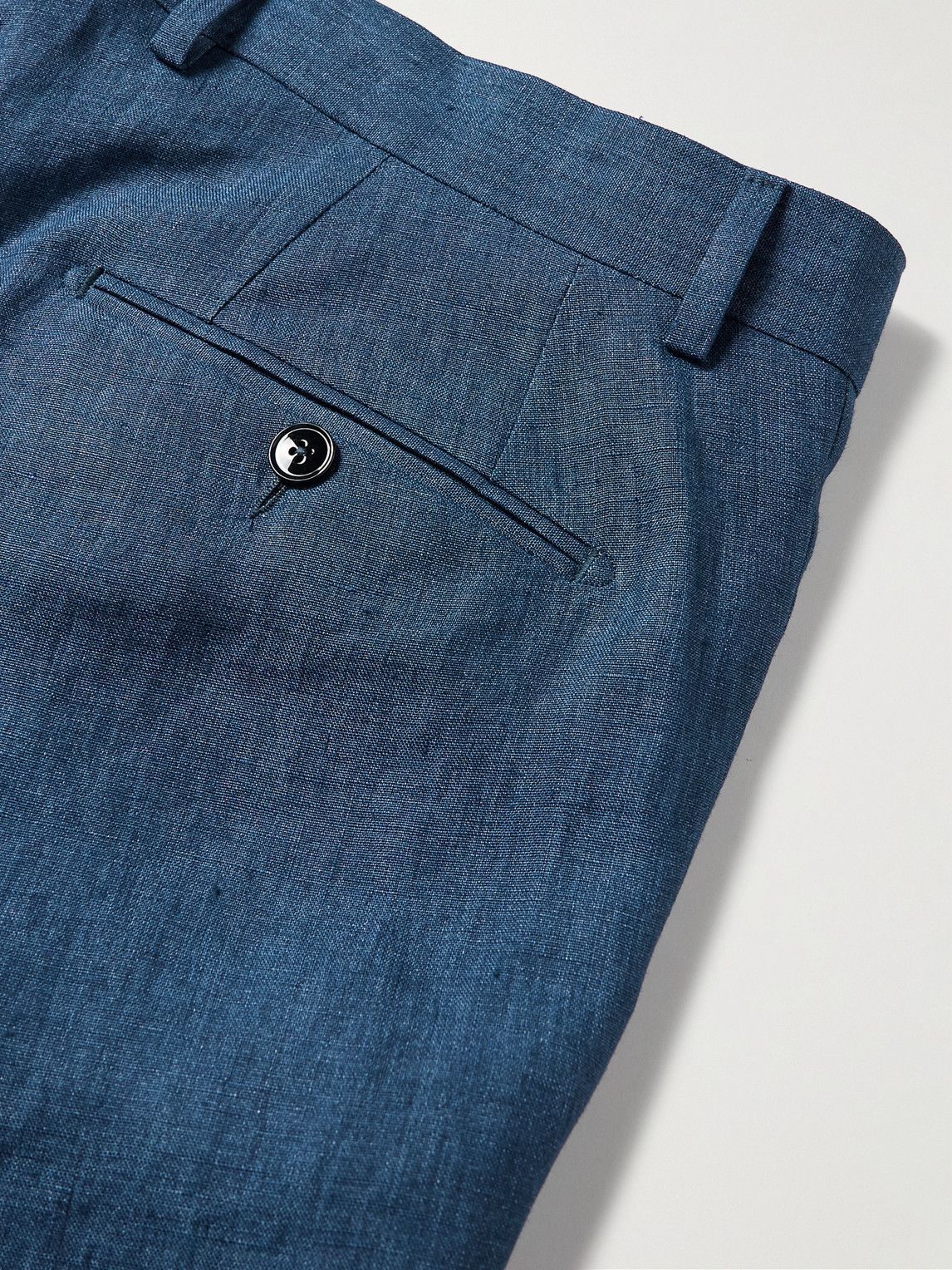 MP Massimo Piombo - Andy Straight-Leg Pleated Linen Suit Trousers - Blue