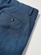 MP Massimo Piombo - Andy Straight-Leg Pleated Linen Suit Trousers - Blue