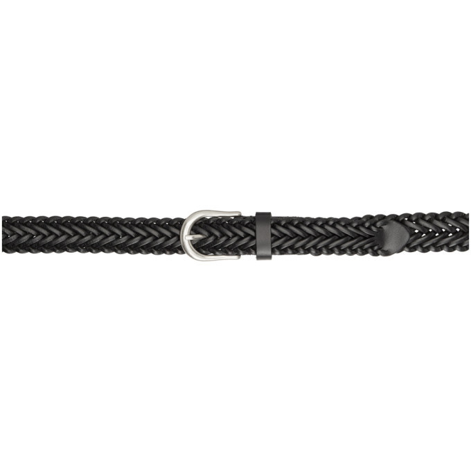 Photo: BEAMS PLUS Black Leather Mesh Belt